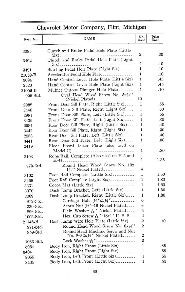 1912 Chevrolet Parts Price List-69