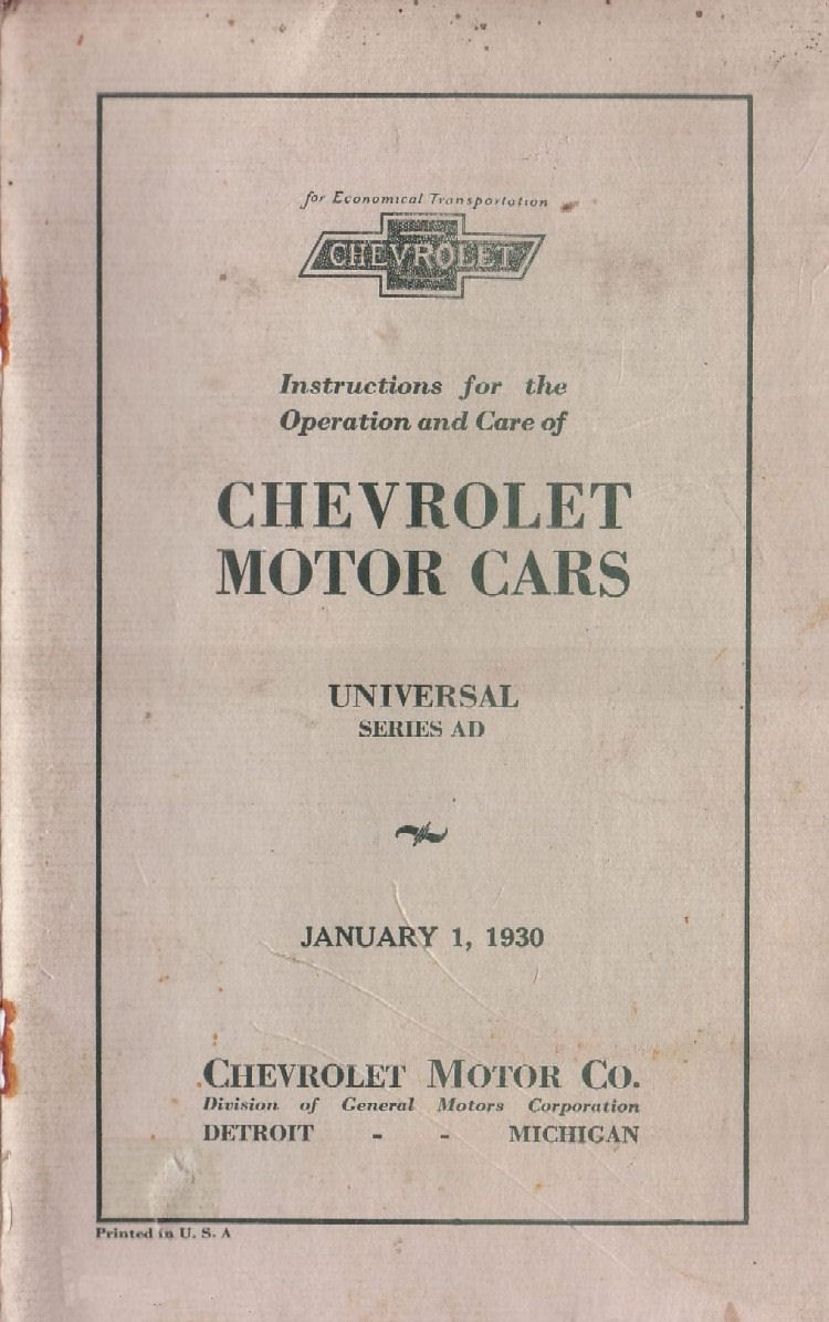 1930 Chevrolet Owners Manual-00