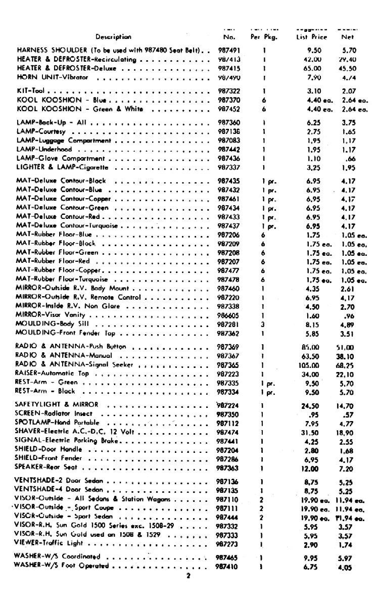 1956 Chevrolet Accessories Price List-02
