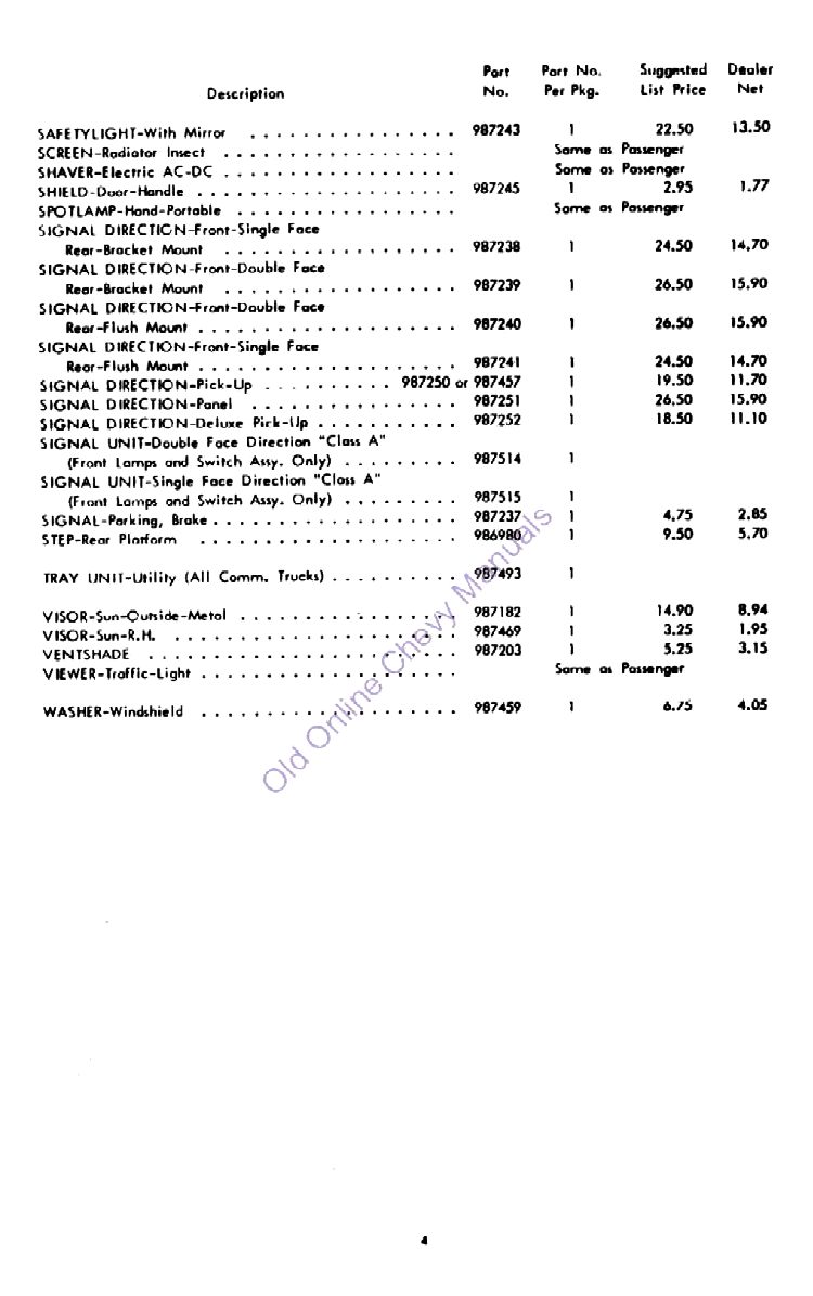 1956 Chevrolet Accessories Price List-04
