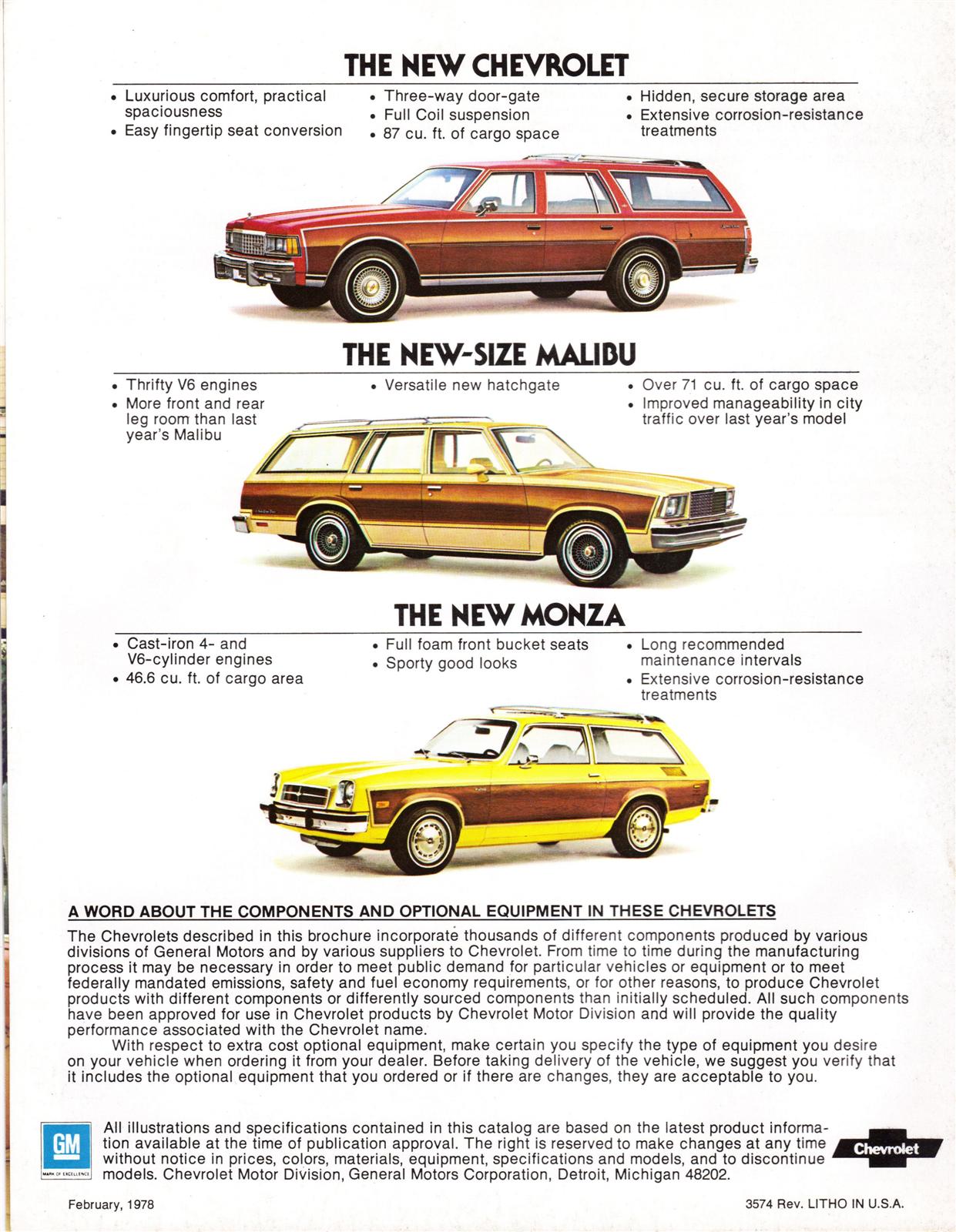 1978 Chevrolet Wagons Pg20 Back Cover