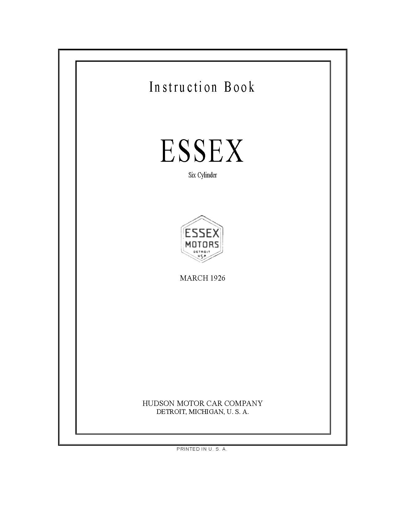 1926 Essex Instruction Book-01
