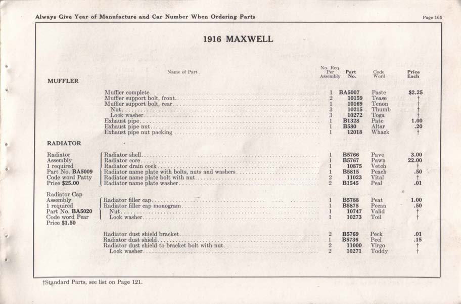 1916 Maxwell Parts Price List-107
