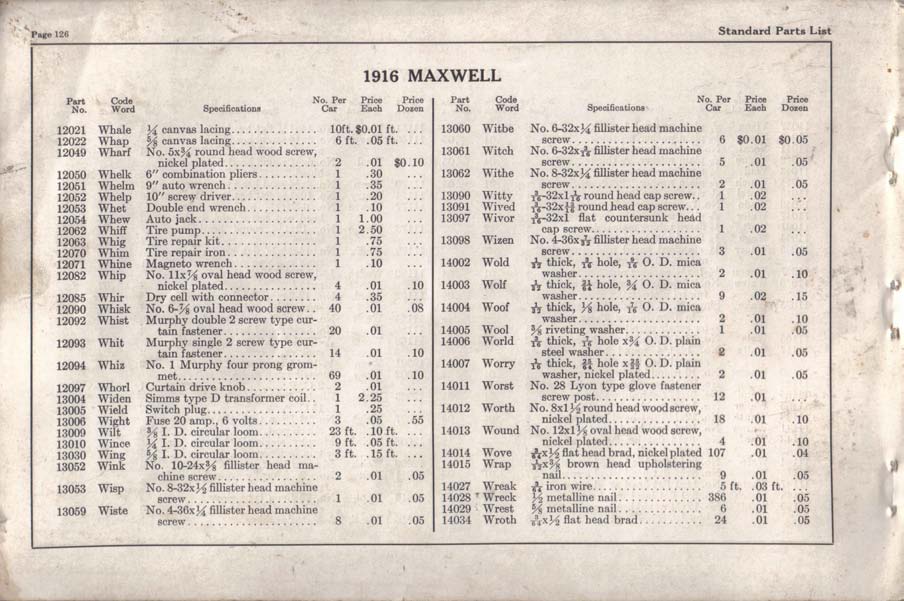 1916 Maxwell Parts Price List-128