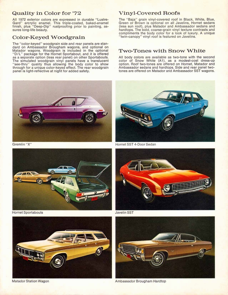 1972 AMC Exterior Colors Chart page 2 of 2
