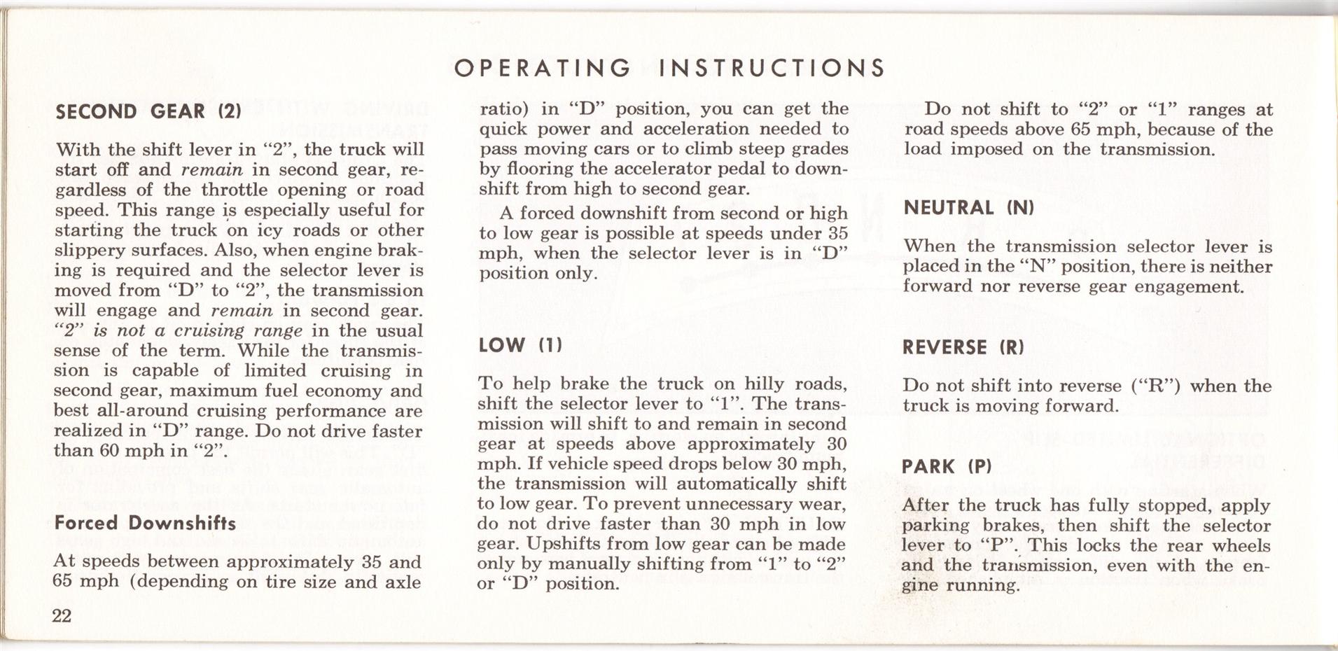 1969 Ford Truck Owners Manual Pg22